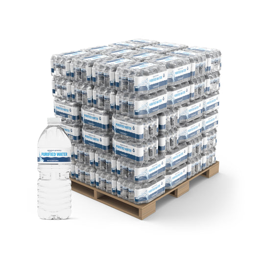 Amazon Grocery, Purified Water, 16.9 Fl Oz, Truckload of 19 Pallets of 84 Cases, 24 Bottles per Case (38,304 Ct)