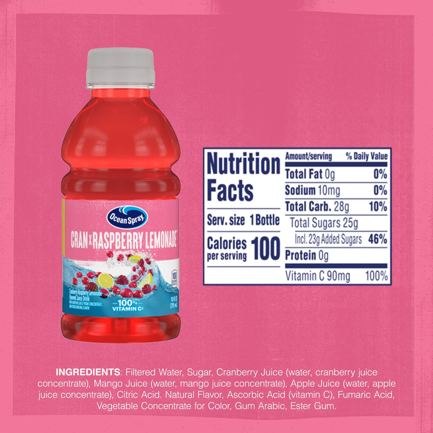 Ocean Spray® Cran-Raspberry Lemonade™ Cranberry Raspberry Lemonade Juice Drinks, 10 Fl Oz Bottles, 6 Count (Pack of 2)