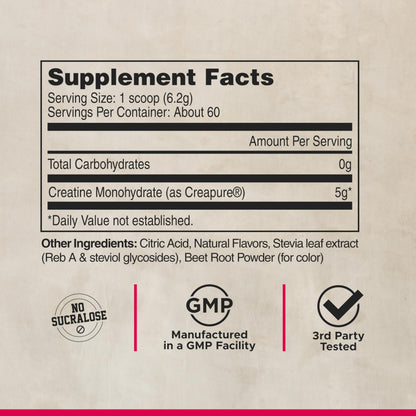 FITAID Creatine Monohydrate Powder, CreaPure, Watermelon Rush, ATP Production for Weightlifting, Cycling, Zero Sugar, Smooth-Mixing, Easy on Stomach, Resealable, 60 Servings