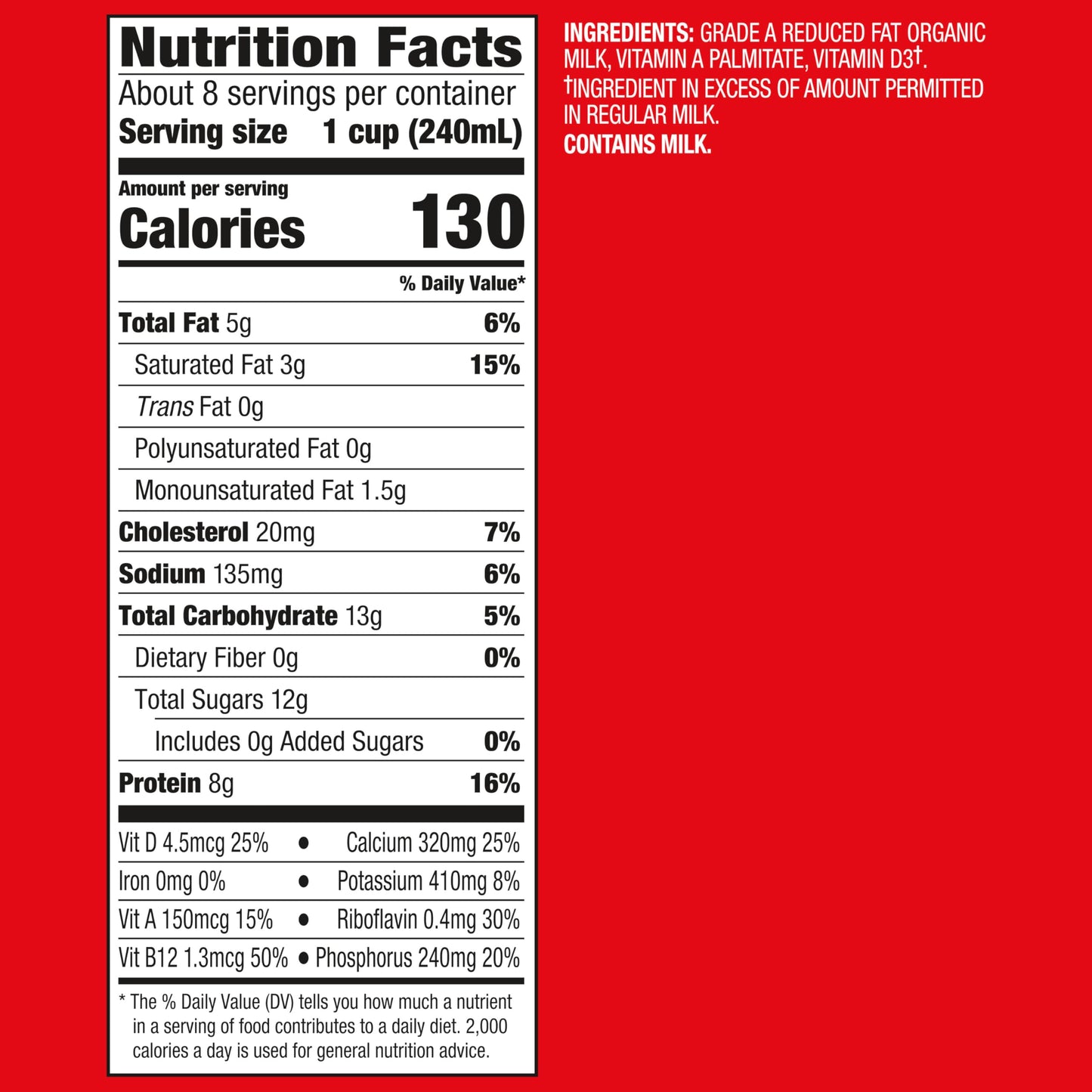 Horizon Organic High Vitamin D 2 Percent Milk, Creamy High Vitamin D Reduced Fat Milk, 64 fl oz Half Gallon Carton