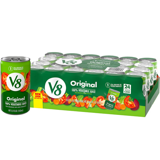 V8 Original 100% Vegetable Juice, 5.5 fl oz Can (24 Pack)