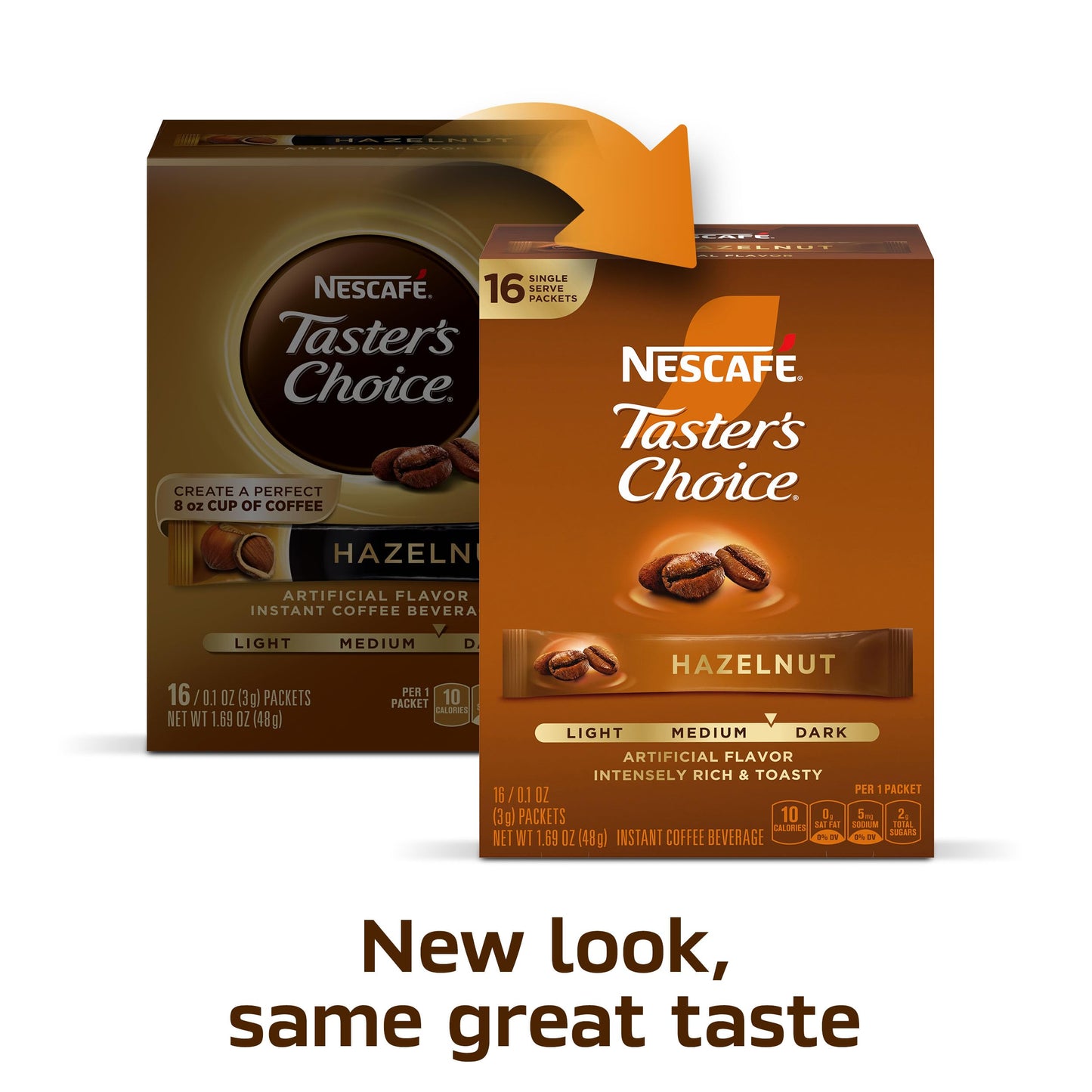 Nescafe Taster's Choice Instant Coffee Beverage, Hazelnut, 16 count (Pack of 16)