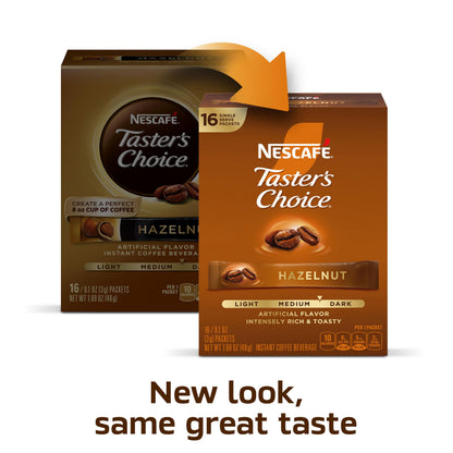 Nescafe Taster's Choice Instant Coffee Beverage, Hazelnut, 16 count (Pack of 16)