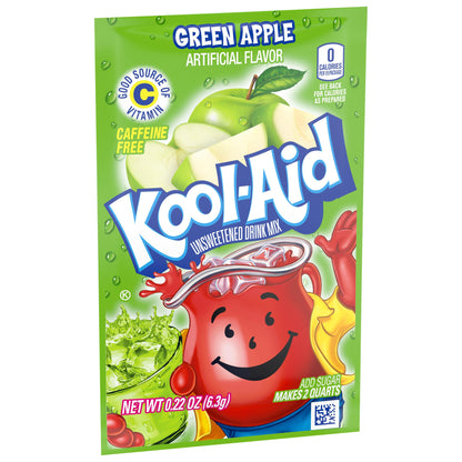 Kool-Aid Unsweetened Caffeine Free Green Apple Zero Calories Powdered Drink Mix Pitcher Packets , 48 count ( Pack of 4 )