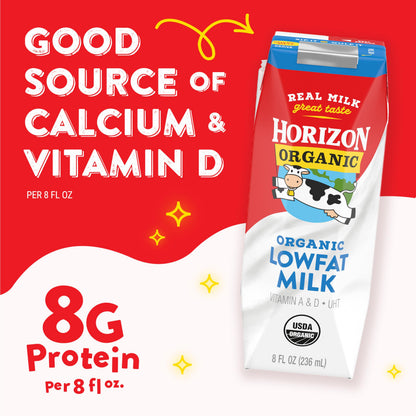 Horizon Organic Shelf Stable 1% Lowfat Milk Box, 8 fl oz - 8g Protein per Serving