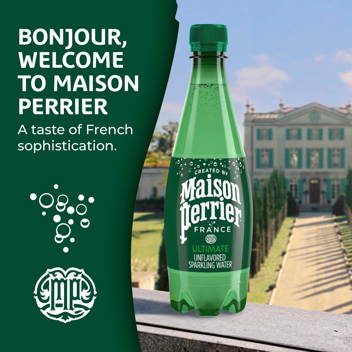 Maison Perrier Ultimate Sparkling Water, 16.9 Fl Oz Plastic Water Bottles, 6 Count