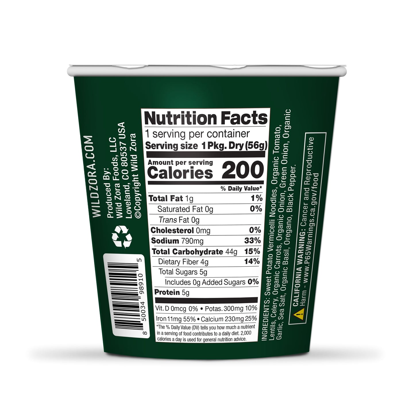 Wild Zora Vermicelli Noodle Soup - Instant Cup of Soup Snack w/Sweet Potato Glass Noodles, Gluten Free Made w/Real and Traditional Soup Ingredients, Grain-Free - Variety (4-Pack)