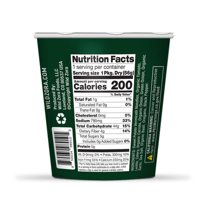 Wild Zora Vermicelli Noodle Soup - Instant Cup of Soup Snack w/Sweet Potato Glass Noodles, Gluten Free Made w/Real and Traditional Soup Ingredients, Grain-Free - Variety (4-Pack)