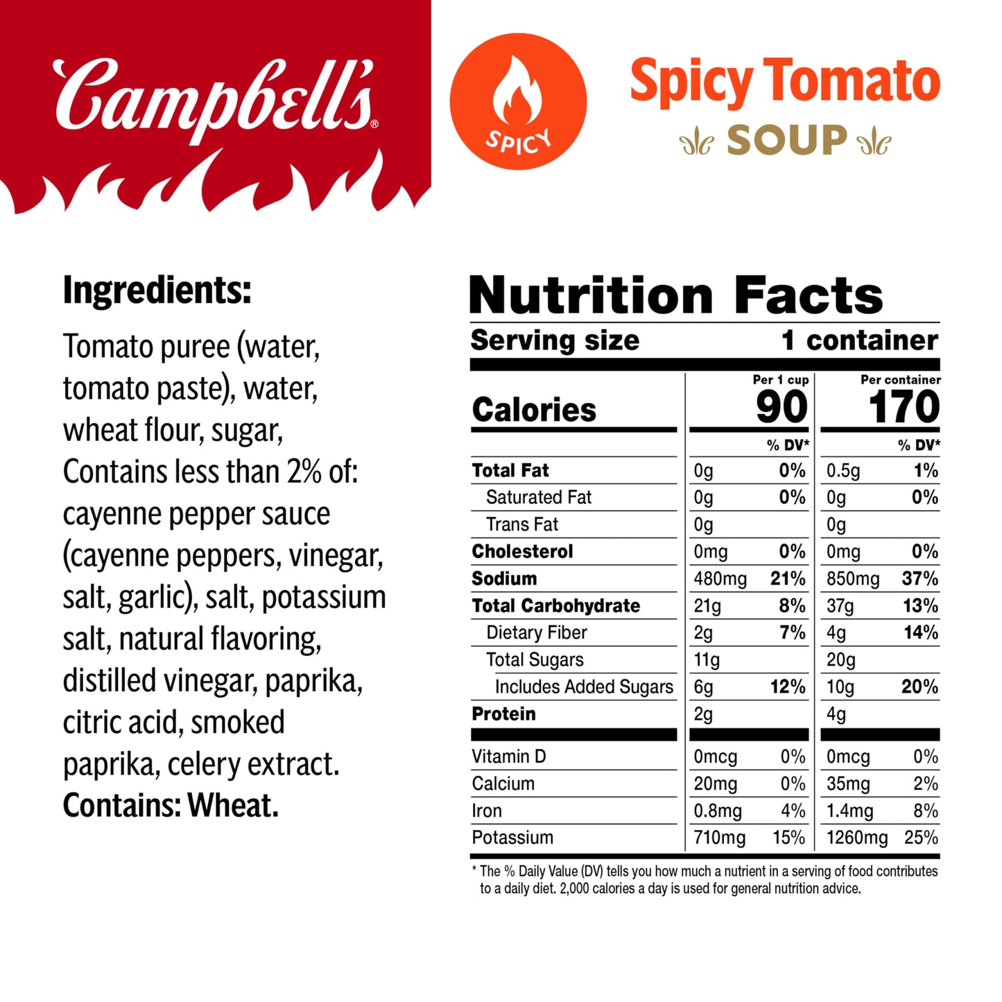 Campbell’s Spicy Tomato Soup, 15.4 oz Microwavable Bowl (8 Pack)