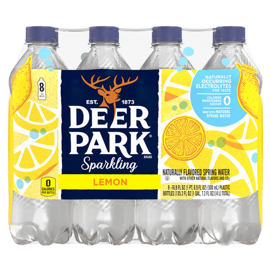 Deer Park Sparkling Water, Lemon, 16.9 Fl Oz (Pack of 8)