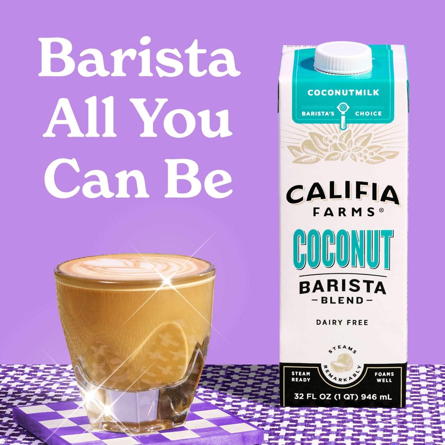 Califia Farms - Coconut Barista Blend Coconut Milk, 32 oz (Pack of 6), Shelf Stable, Dairy Free, Plant Based, Vegan, Gluten Free, Non GMO, Creamer