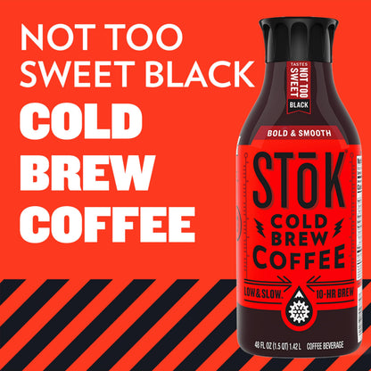 SToK Not Too Sweet Black Cold Brew Coffee, Ready to Drink Bottled Coffee, 48 fl oz