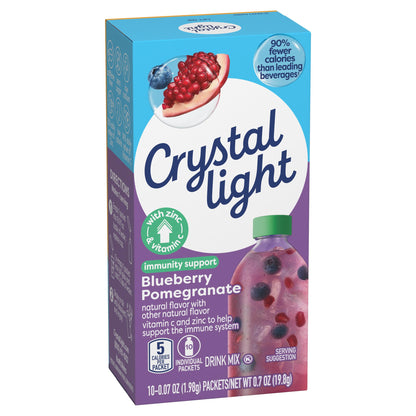 Crystal Light Immunity Support Blueberry Pomegranate naturally flavored with other natural flavor Powdered Drink Mix, .07 oz Packets, 10 per Box