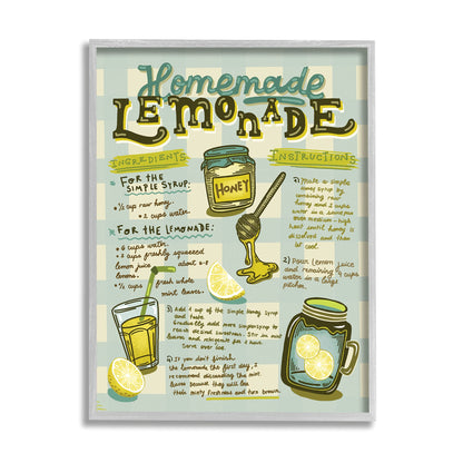 Stupell Industries Homemade Lemonade Blue Picnic Plaid Vintage Drink Recipe