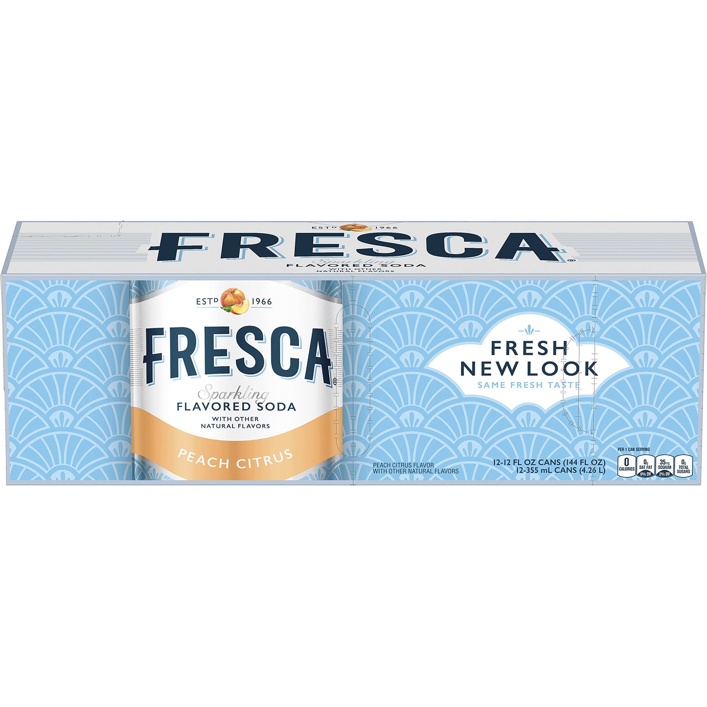 Fresca Peach Soda Sparkling Flavored Soft Drink Zero Calorie and Sugar Free, 12 fl oz, 12 Pack