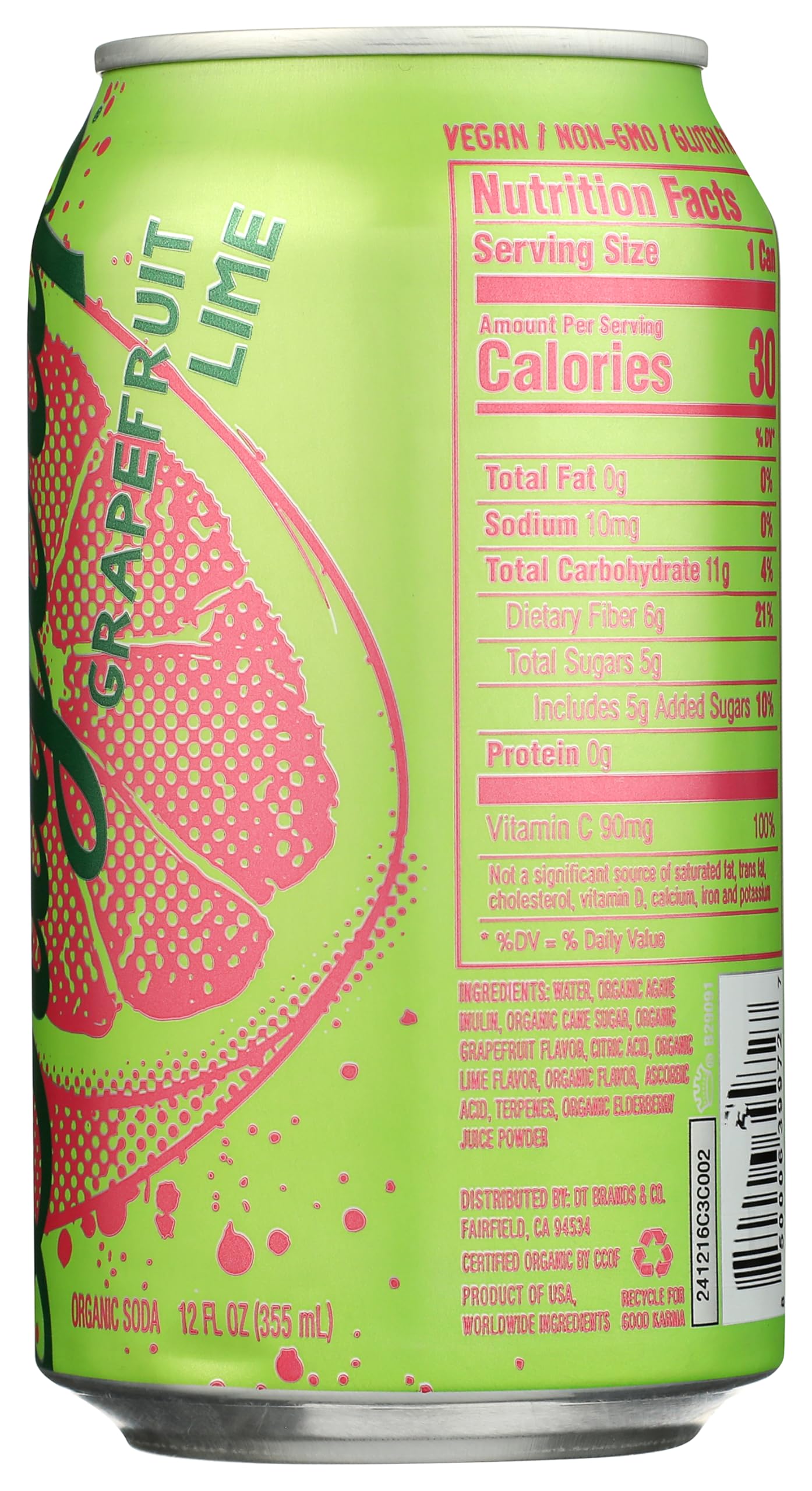 Daytrip, Grapefruit Lime Prebiotic Soda, 12 Fl Oz