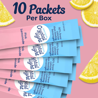 Crystal Light Drink Mix, 10 Packets, for Convenient On-the-Go Flavorful Hydration, Naturally Flavored Pink Lemonade with other natural flavor, Zero Sugar, 1.3 oz