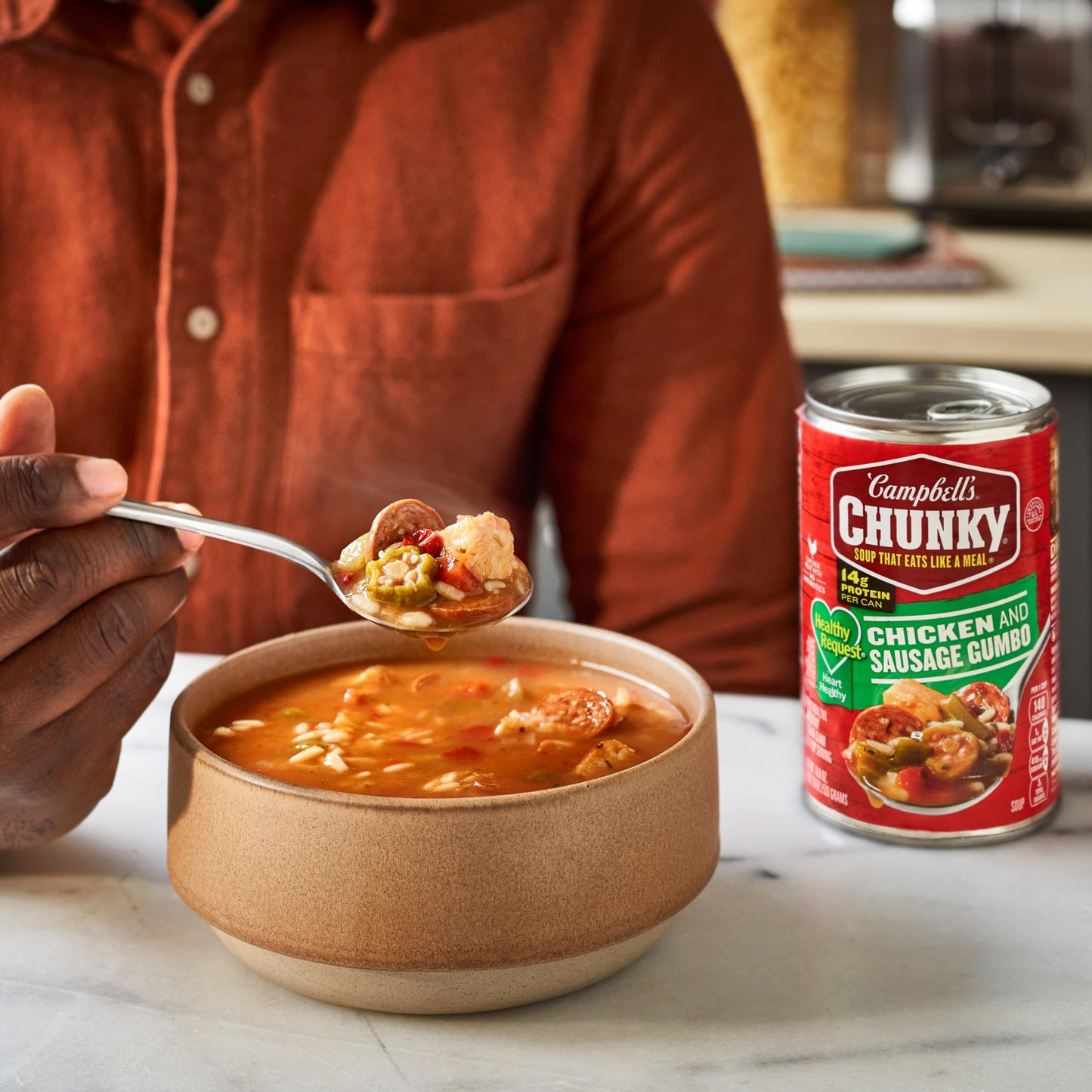Campbell's Chunky Soup, Healthy Request Chicken and Sausage Gumbo, 18.8 Oz Can