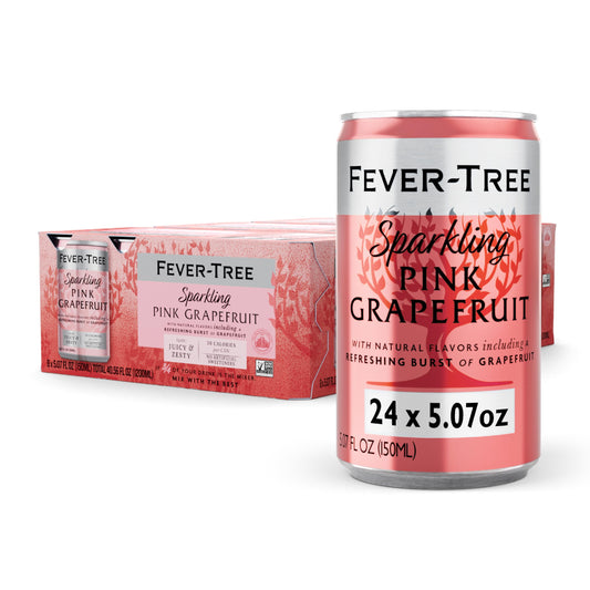 Fever-Tree Sparkling Pink Grapefruit – Premium Soda Mixer for Cocktails and Mocktails, 5.1 fl oz Cans, Pack of 24 – Naturally Sourced, Non-GMO