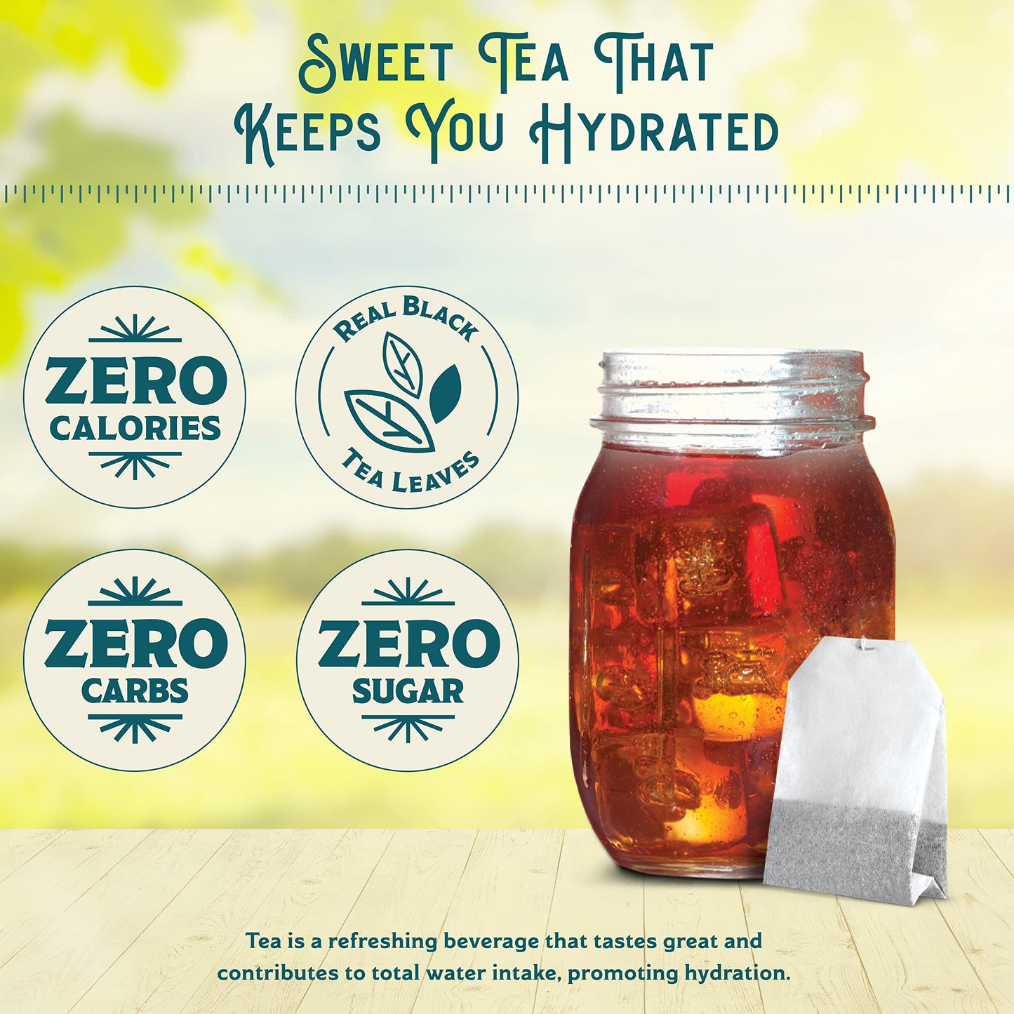 Southern Breeze Hot Brew Sweet Tea Decaf Iced Tea with Black Tea and Zero Carbs Zero Sugar, 22 Family Size Tea Bags, Pack of 6