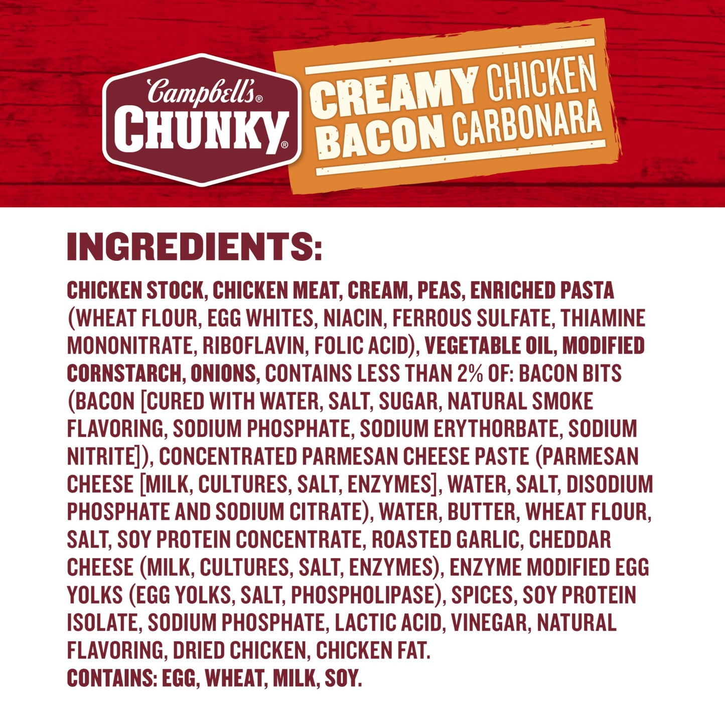 Campbell's Chunky Creamy Chicken Bacon Carbonara Soup, 18.8 oz Can