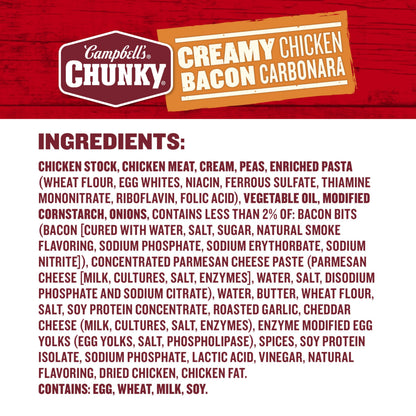Campbell's Chunky Creamy Chicken Bacon Carbonara Soup, 18.8 oz Can