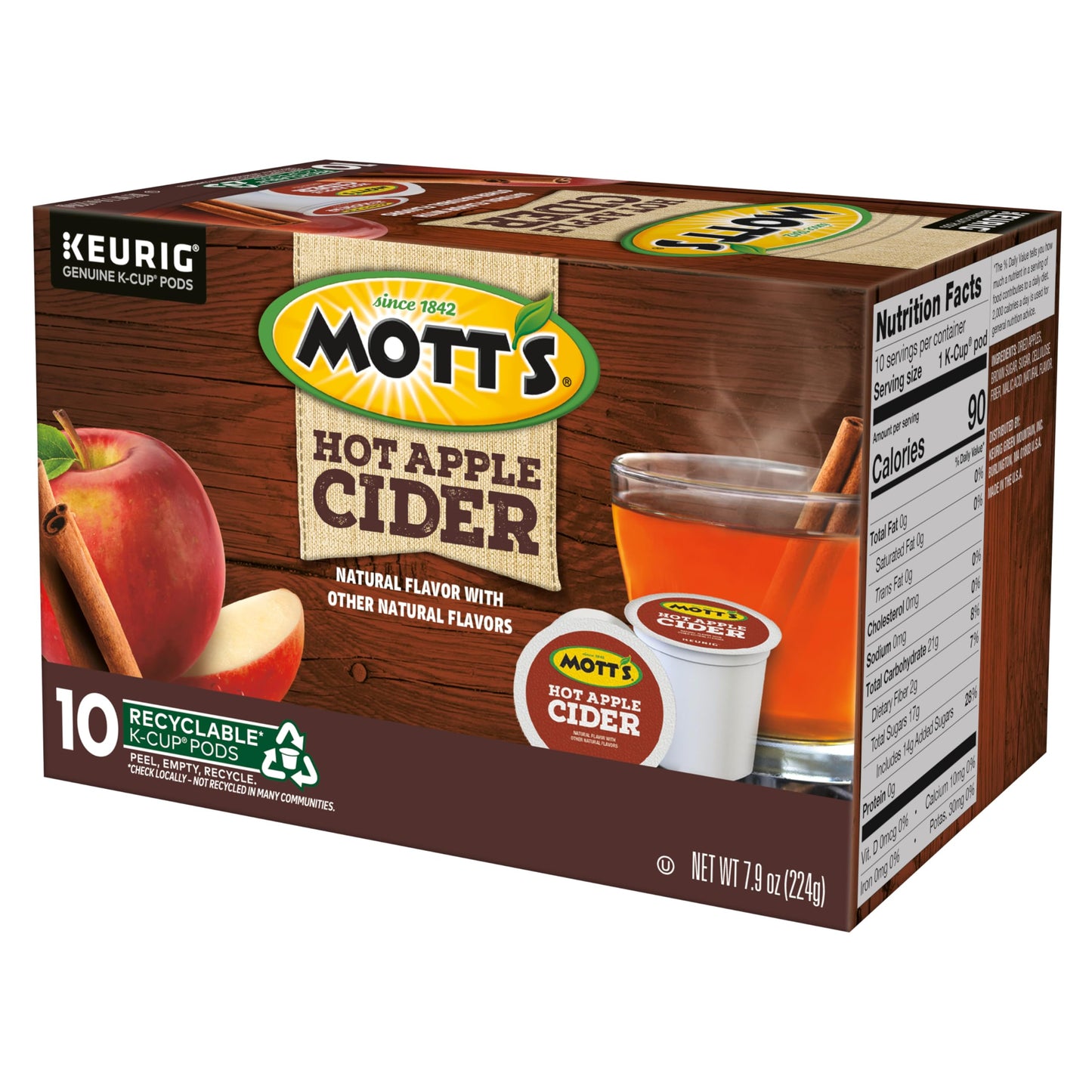 Keurig Mott's Hot Apple Cider, 60 Count (6 Packs of 10)
