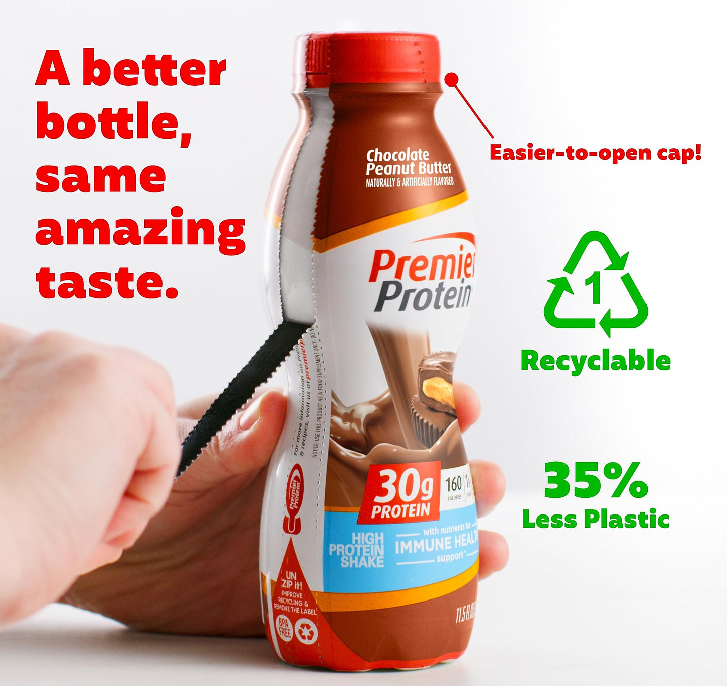 Premier Protein Shake, Chocolate Peanut Butter & Cake Batter Flavors, 30g Protein, 1g Sugar, 24 Vitamins & Minerals, 12 Count