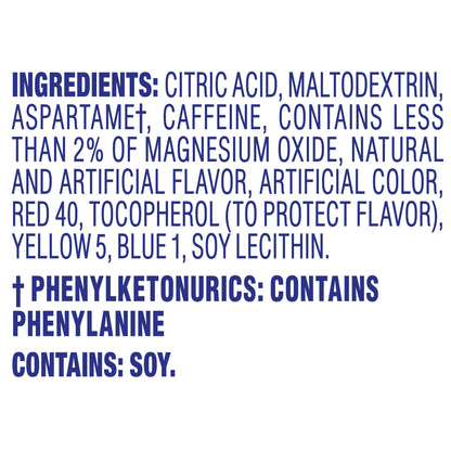Crystal Light Wild Strawberry Artificially Flavored Powdered Drink Mix with Caffeine, 72 ct Pack, 12 Canisters of 6 Pitcher Packets