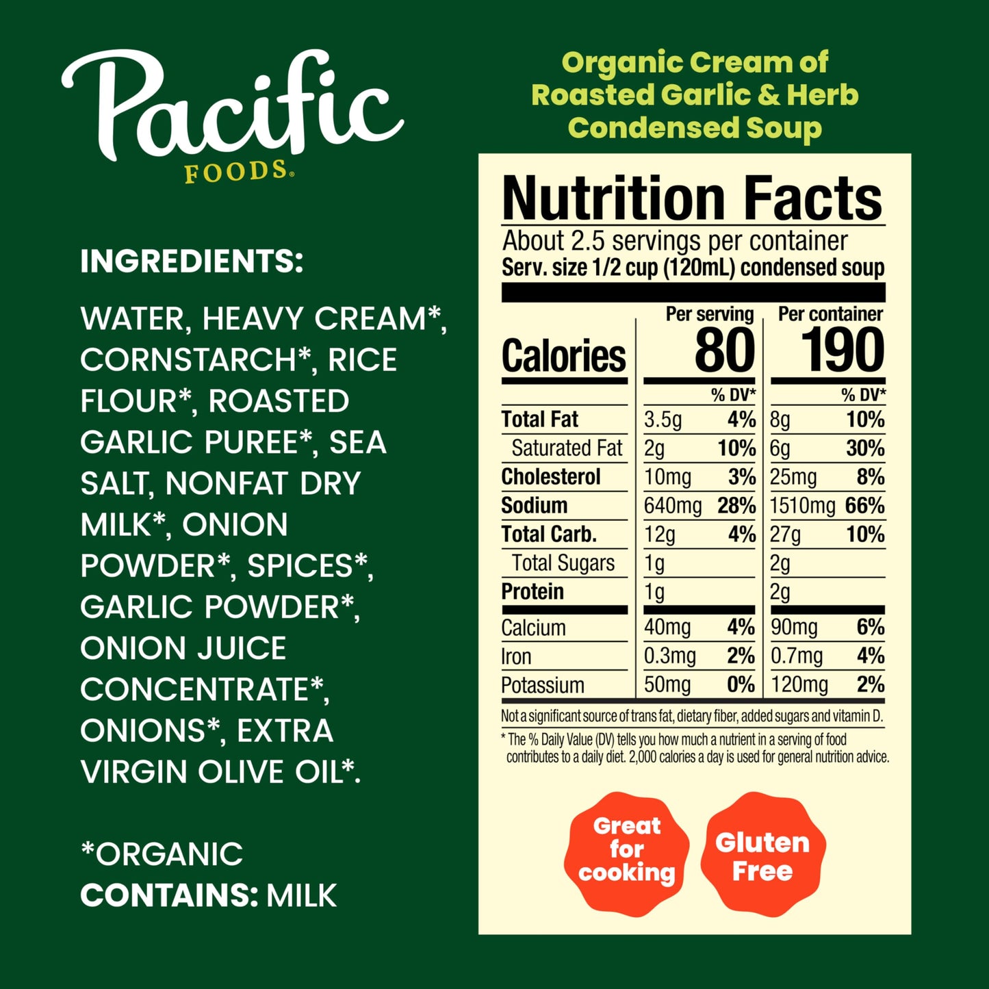 Pacific Foods, Soup Condensed Cream Of Roasted Garlic Herb Organic, 10.5 Ounce