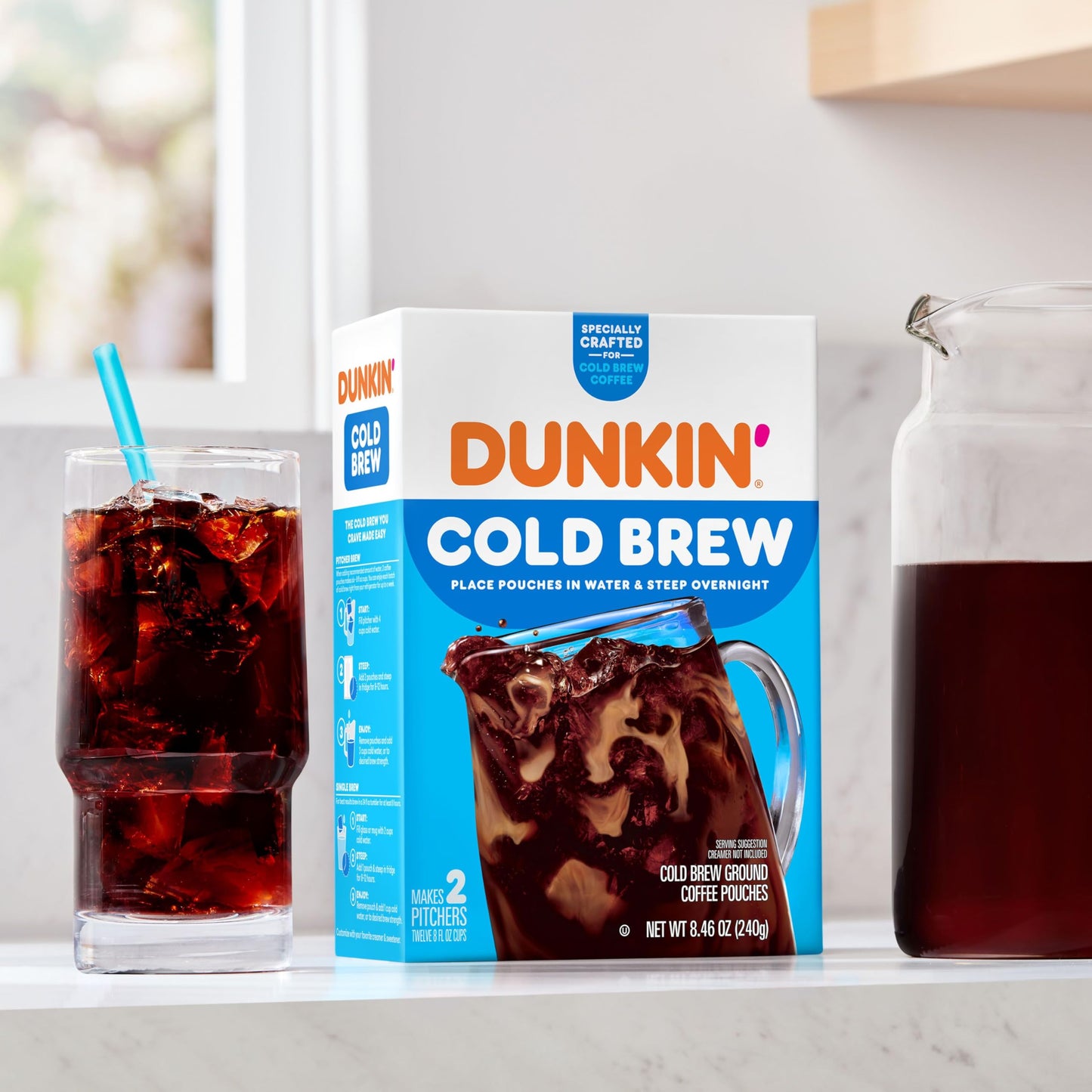 Dunkin' Cold Brew Ground Coffee Packs, 8.46 Ounces (Pack of 6)