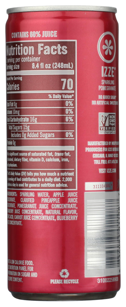 IZZE sparkling Juice, Pomegranate, 8.4 oz can
