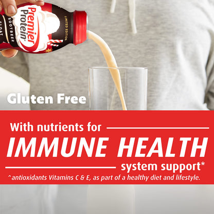 Premier Protein Shake Root Beer Float & Peaches Cream 30g Protein 1g Sugar 24 Vitamins Minerals 12 Pack Bundle