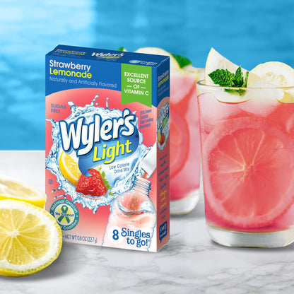 Singles Tо Go Powder Packets, Wаter Drink Mix, Strawberry Lemonade, 1 box with 8 count.