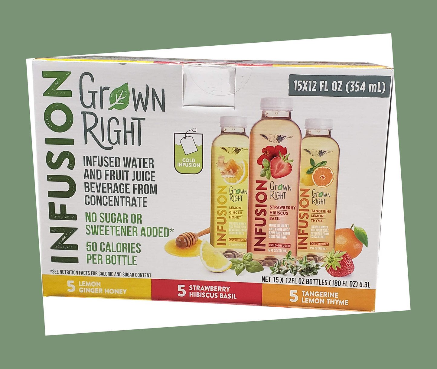 Infusions Grown Right Infused Water & Fruit Juice No Sugar (15/12 Fl Oz Net Wt 180 Fl Oz)