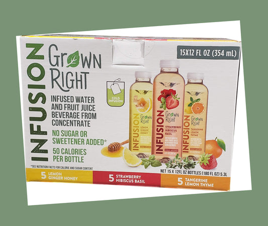 Infusions Grown Right Infused Water & Fruit Juice No Sugar (15/12 Fl Oz Net Wt 180 Fl Oz)