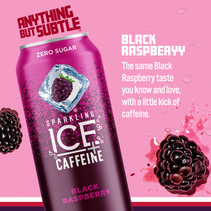 Sparkling Ice Black Raspberry Variety Pack with Caffeine, Zero Sugar Flavored Sparkling Water with Antioxidants, Vitamins, and Zero Calories (16 fl oz Cans, 12 count)