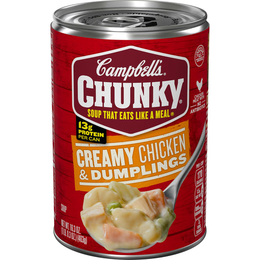 Campbell’s Chunky Soup, Creamy Chicken and Dumplings Soup, 16.3 Oz Can