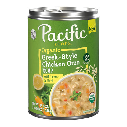 Pacific Foods Organic Greek-Style Chicken Orzo Soup With Lemon and Herb, 16.1 oz Can