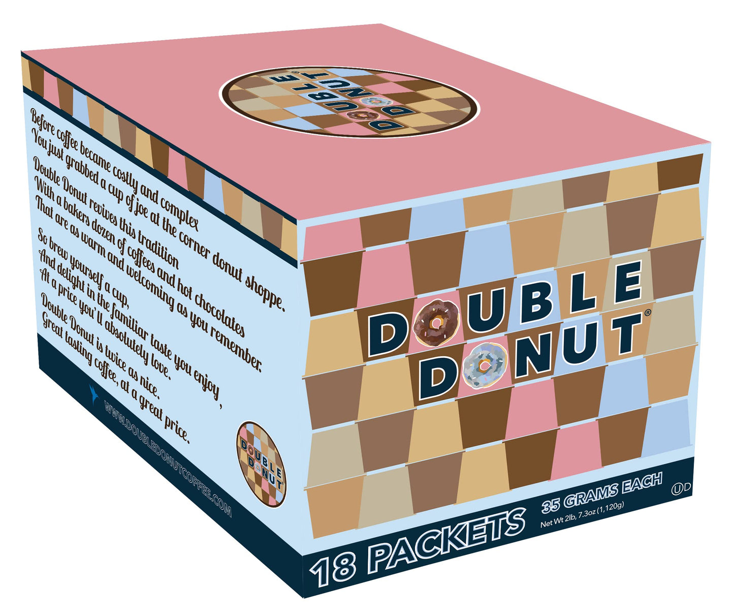 Double Donut Coffee Creamy Eggnog Hot Chocolate Mix Packets, Flavored Eggnog Hot Cocoa Mix, 18 Count