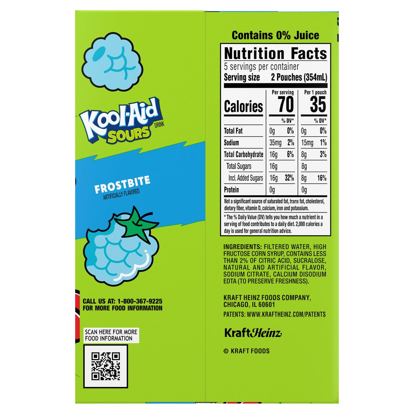 Kool-Aid Sours Frostbite Artificially Flavored Drink, 10 ct Box, 6 oz Pouches