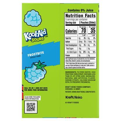 Kool-Aid Sours Frostbite Artificially Flavored Drink, 10 ct Box, 6 oz Pouches