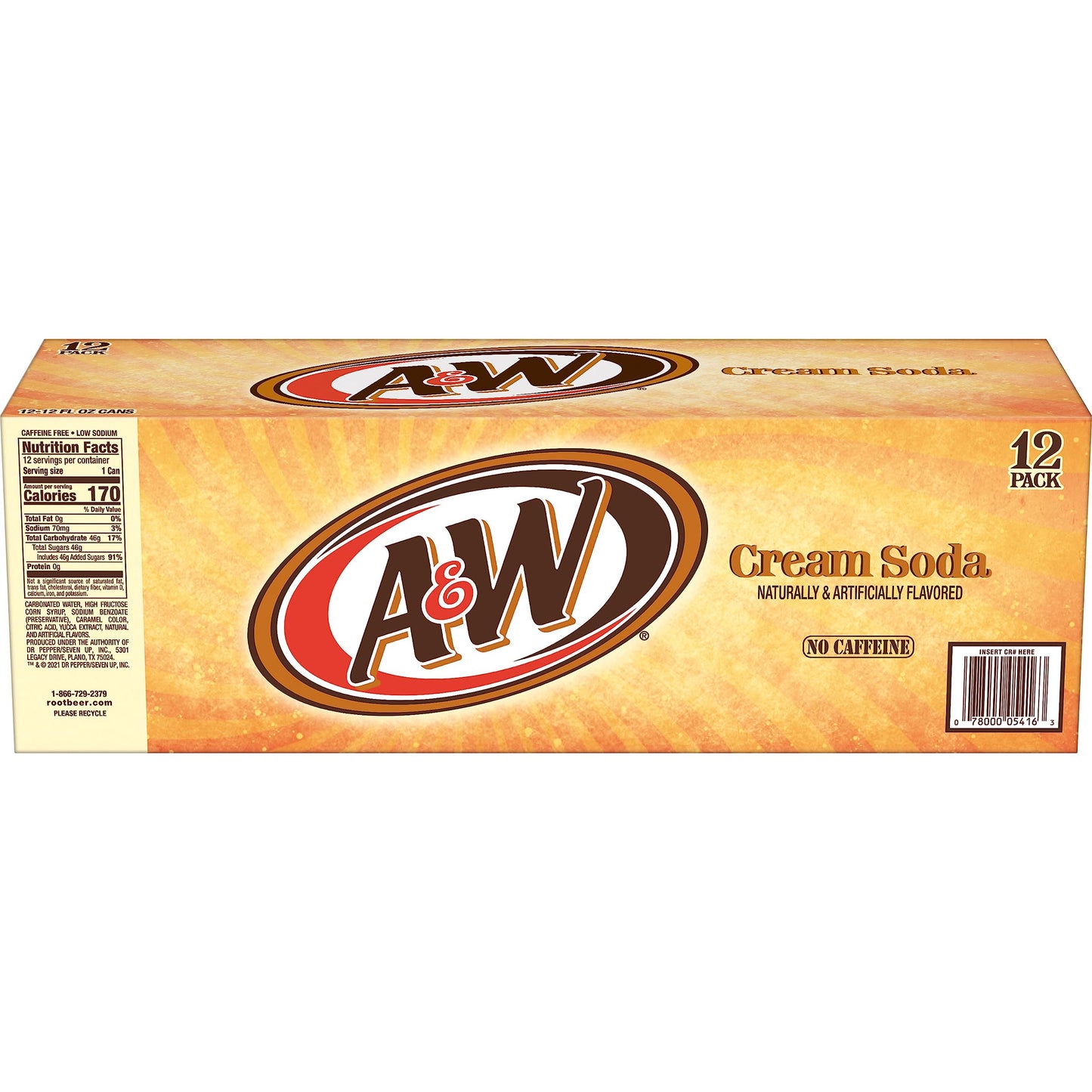 A&W Cream Soda, 12 fl oz cans, 12 pack