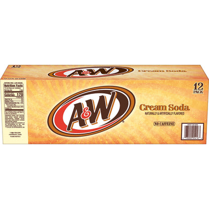 A&W Cream Soda, 12 fl oz cans, 12 pack