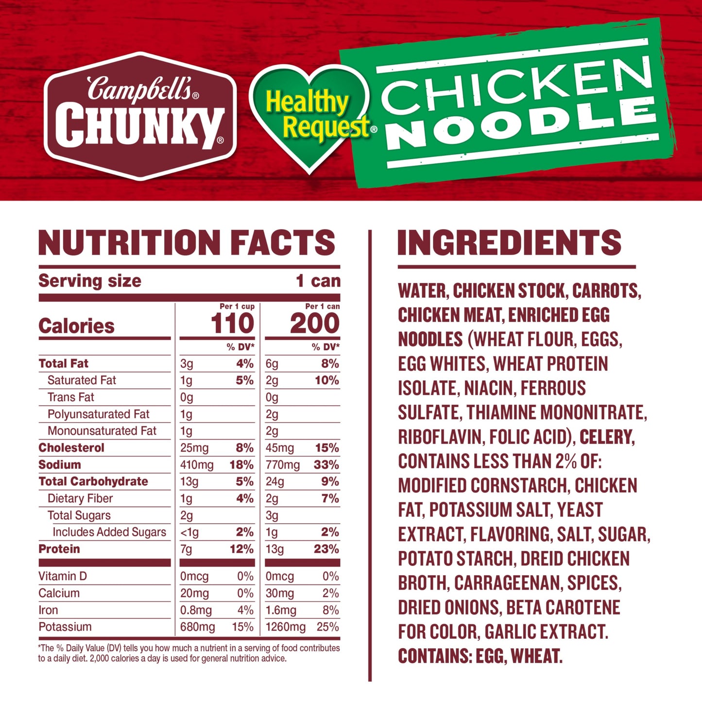 Campbell’s Chunky Soup, Healthy Request Chicken Noodle Soup,16.1 Oz Can