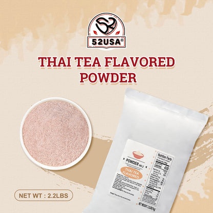 52USA Thai Tea Flavored Powdered Drink Mix, Thai Tee Mix 2.2 lbs, Instant Milk Tea Mix with Creamer & Sugar, Easy to Prepare for Boba, Desserts & More