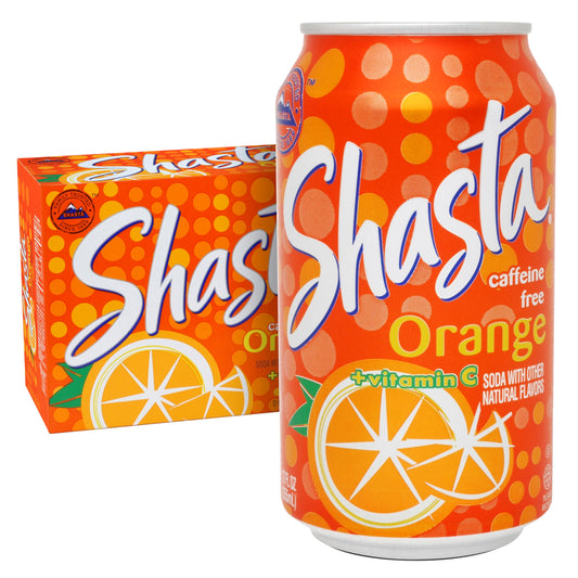 Shasta Orange | 12-Pack of 12oz Cans | Tangy & Sweet Orange Soda | Caffeine-Free | Family Favorite