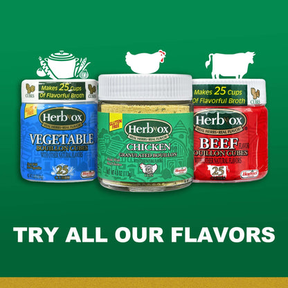HERB-OX Chicken Bouillon Granules, Chicken Stock Seasoning, 12-Pack of 4 oz Jars