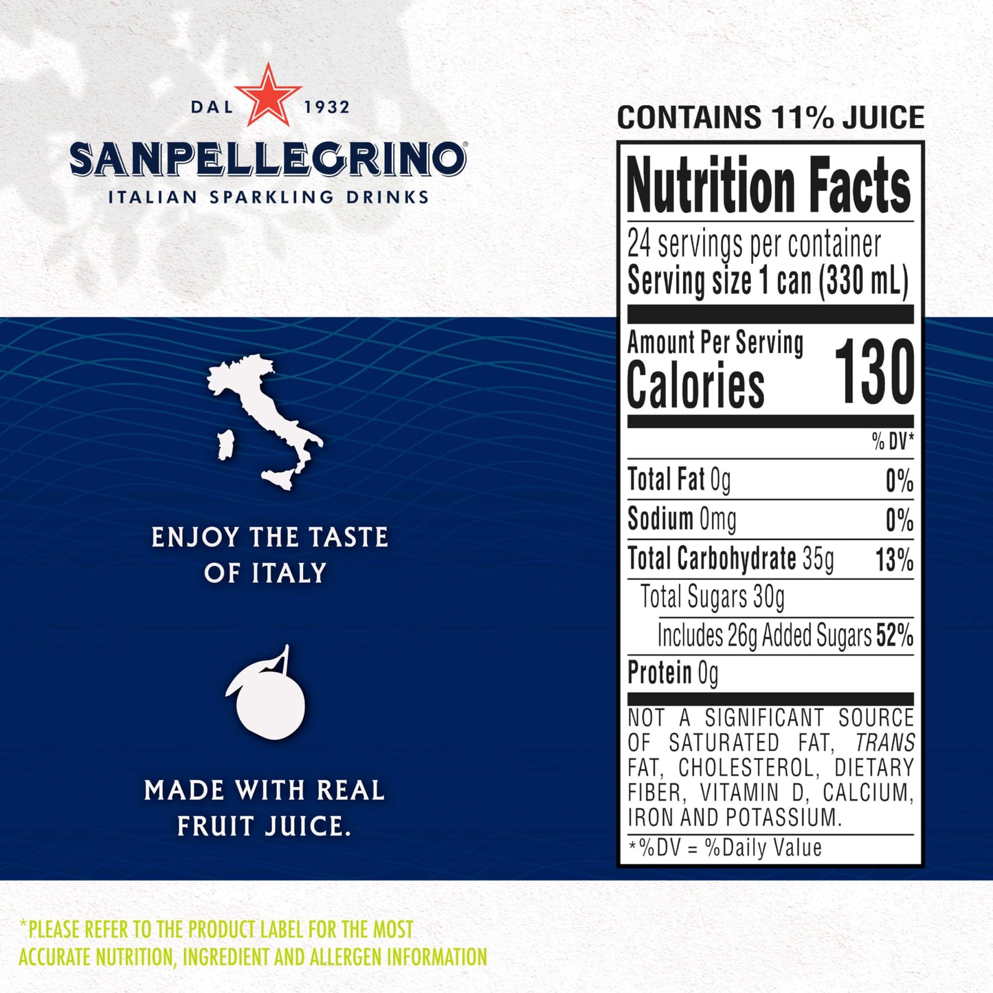 Sanpellegrino Italian Sparkling Drink Pompelmo, Sparkling Grapefruit Beverage, 24 Pack Of Cans