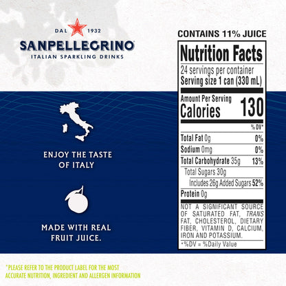 Sanpellegrino Italian Sparkling Drink Pompelmo, Sparkling Grapefruit Beverage, 24 Pack Of Cans